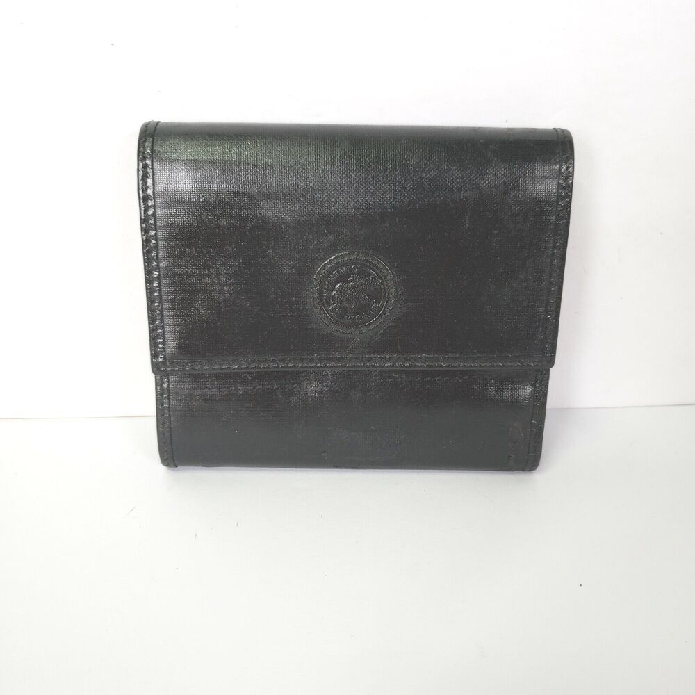 Hunting World Vintage Italian Black Wallet Credit Card Holder 3in1 Small‎